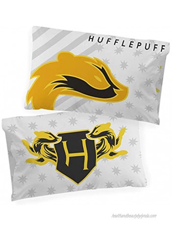 Harry Potter Hufflepuff Glow in The Dark 2 Pack Reversible Pillowcases Double-Sided Kids Super Soft Bedding Official Harry Potter Product