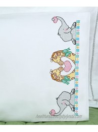 Jack Dempsey Children's Stamped Pillowcase with White Perle Edge 1 Pkg-Noah's Ark