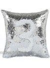U D Funny Sequin Pillow Case 16"x 16" Sequin Mermaid Pillows Sequin with Pillow Cover Flippy Sequin Pillows That Change Color for Kids Only Pillowcase（White Silver + Penguin Backside）