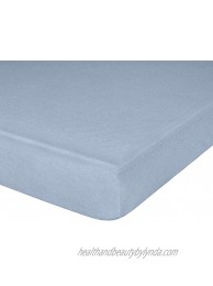 IDEAhome Jersey Knit Fitted Cot Sheet Soft Material Suitable for Bunk Beds Camping RVs Folding Beds Boys & Girls 75" x 33" with 8" Pocket Blue 1 Pack